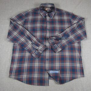 Duluth Trading Co Shirt Men's 2XL Blue Tartan Plaid Flannel Button Down Pockets